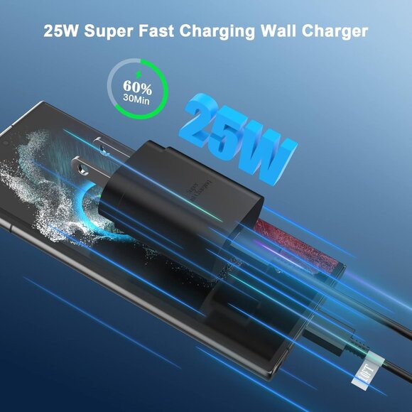 Galaxy S24 Ultra Charger Super Fast Charging, 3 Pack 25W USB C Wall Charger - Picture 2 of 9